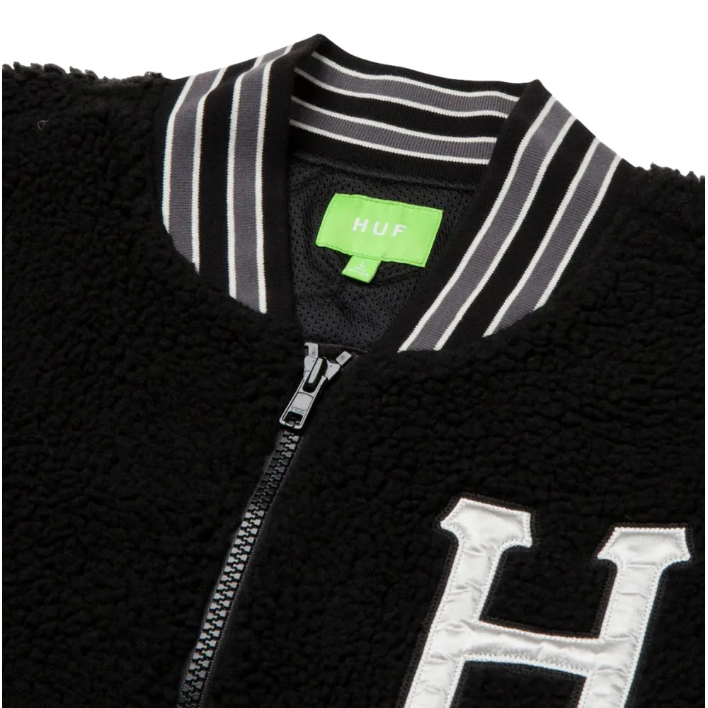 HUF SHERPA VARSITY JACKET-BLACK