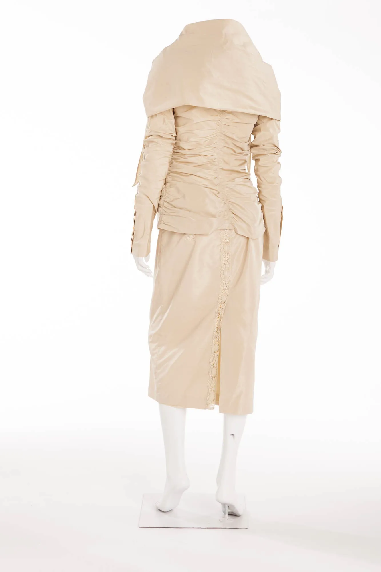 Jean Paul Gaultier - As Seen on 2006 Runway Collection - 2PC Creme Blazer and Skirt - IT 44