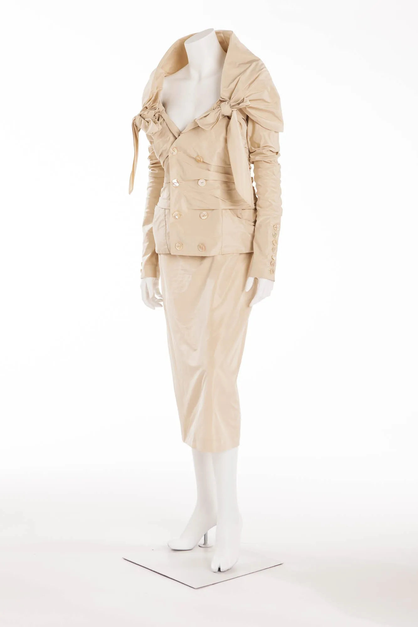 Jean Paul Gaultier - As Seen on 2006 Runway Collection - 2PC Creme Blazer and Skirt - IT 44