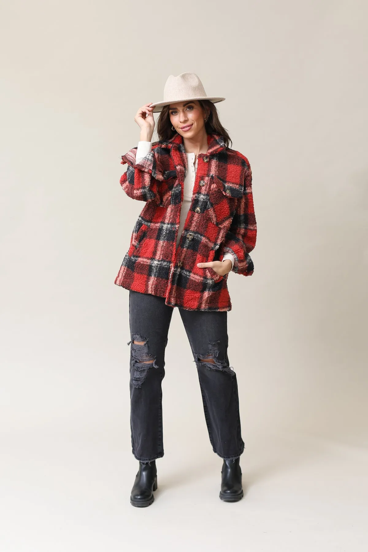 Jonestown Plaid Sherpa Jacket