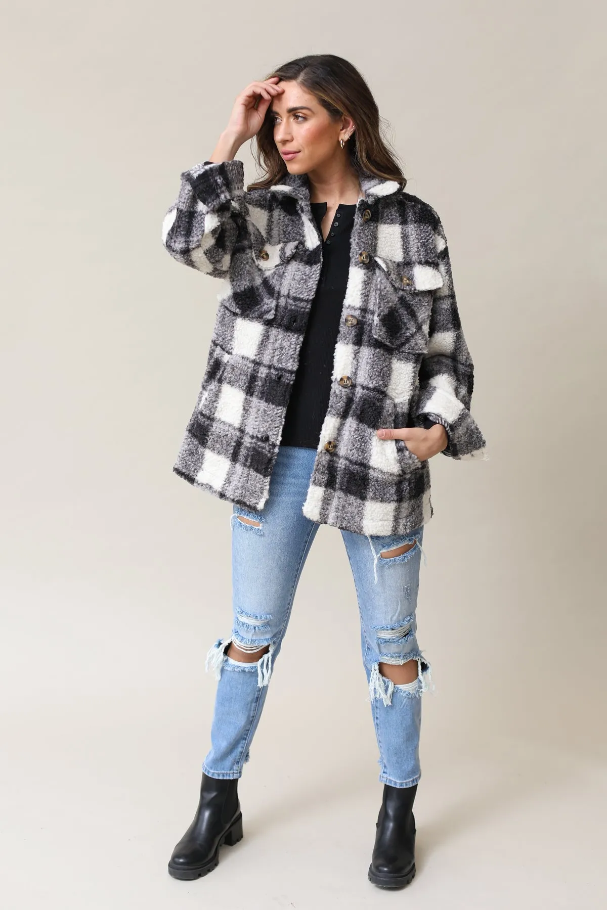 Jonestown Plaid Sherpa Jacket