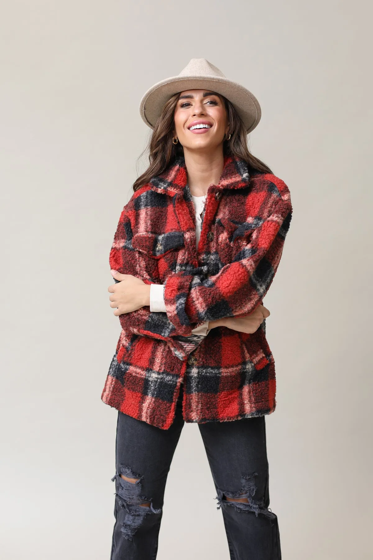 Jonestown Plaid Sherpa Jacket