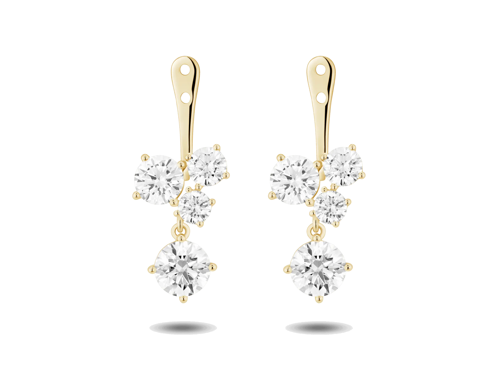 Lab-Grown Diamond 3ct. tw. Round Brilliant Cluster Ear Jacket Earrings | White