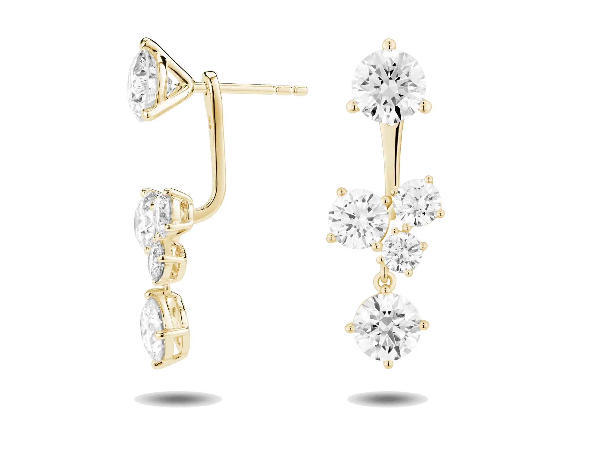 Lab-Grown Diamond 3ct. tw. Round Brilliant Cluster Ear Jacket Earrings | White