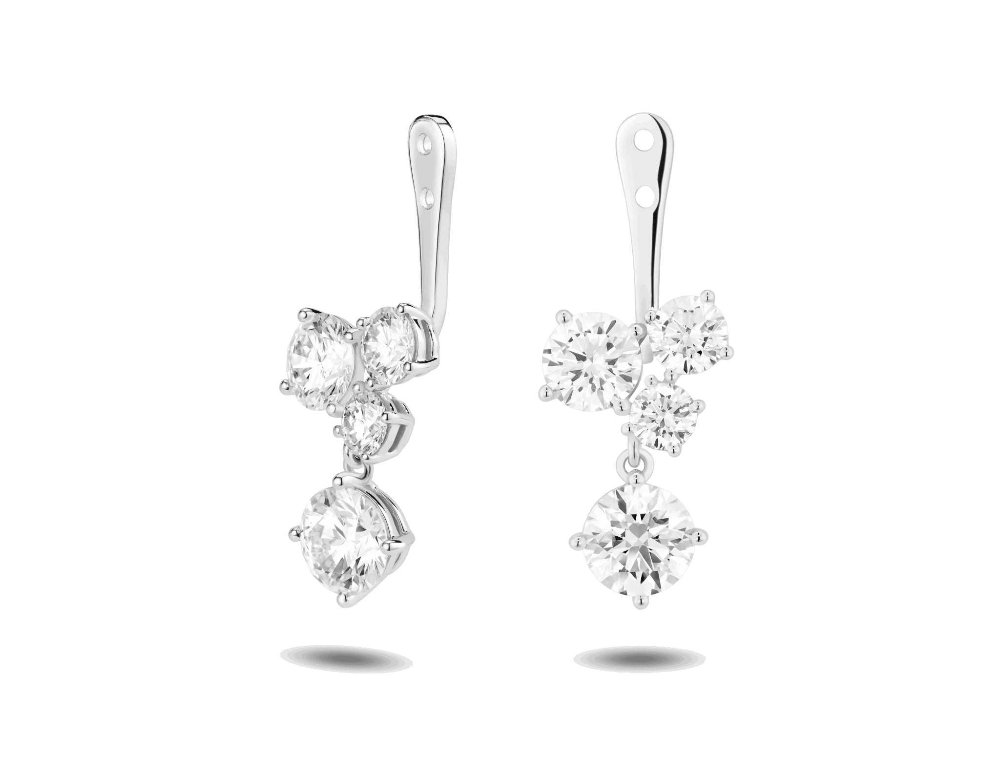 Lab-Grown Diamond 3ct. tw. Round Brilliant Cluster Ear Jacket Earrings | White