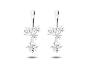 Lab-Grown Diamond 3ct. tw. Round Brilliant Cluster Ear Jacket Earrings | White