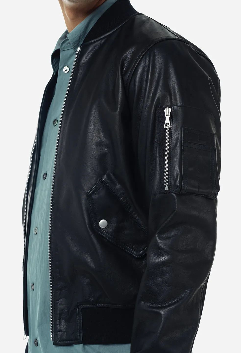 Leather Bogota Bomber / Black