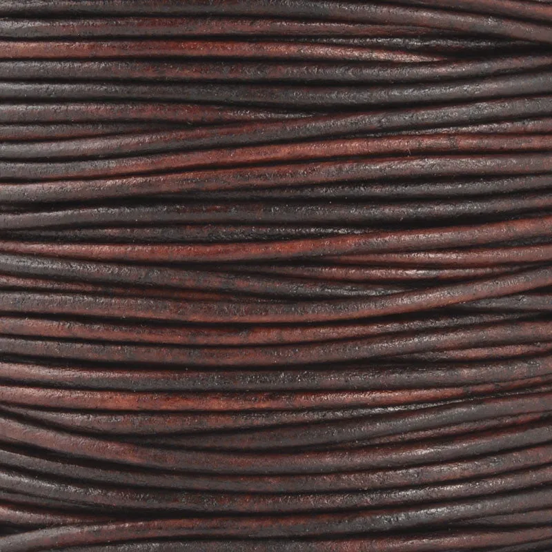 Leather Cord-3mm Round-Soft-Natural Antique Brown-50 Meters