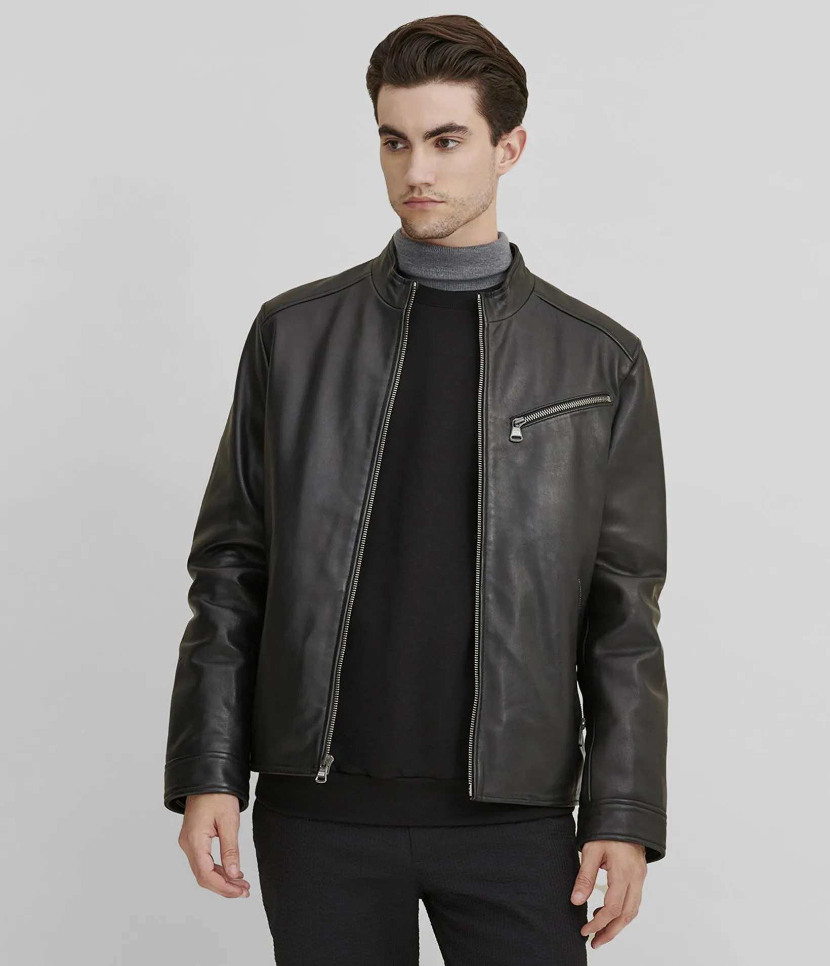 Leather Jacket With Zipper Pockets