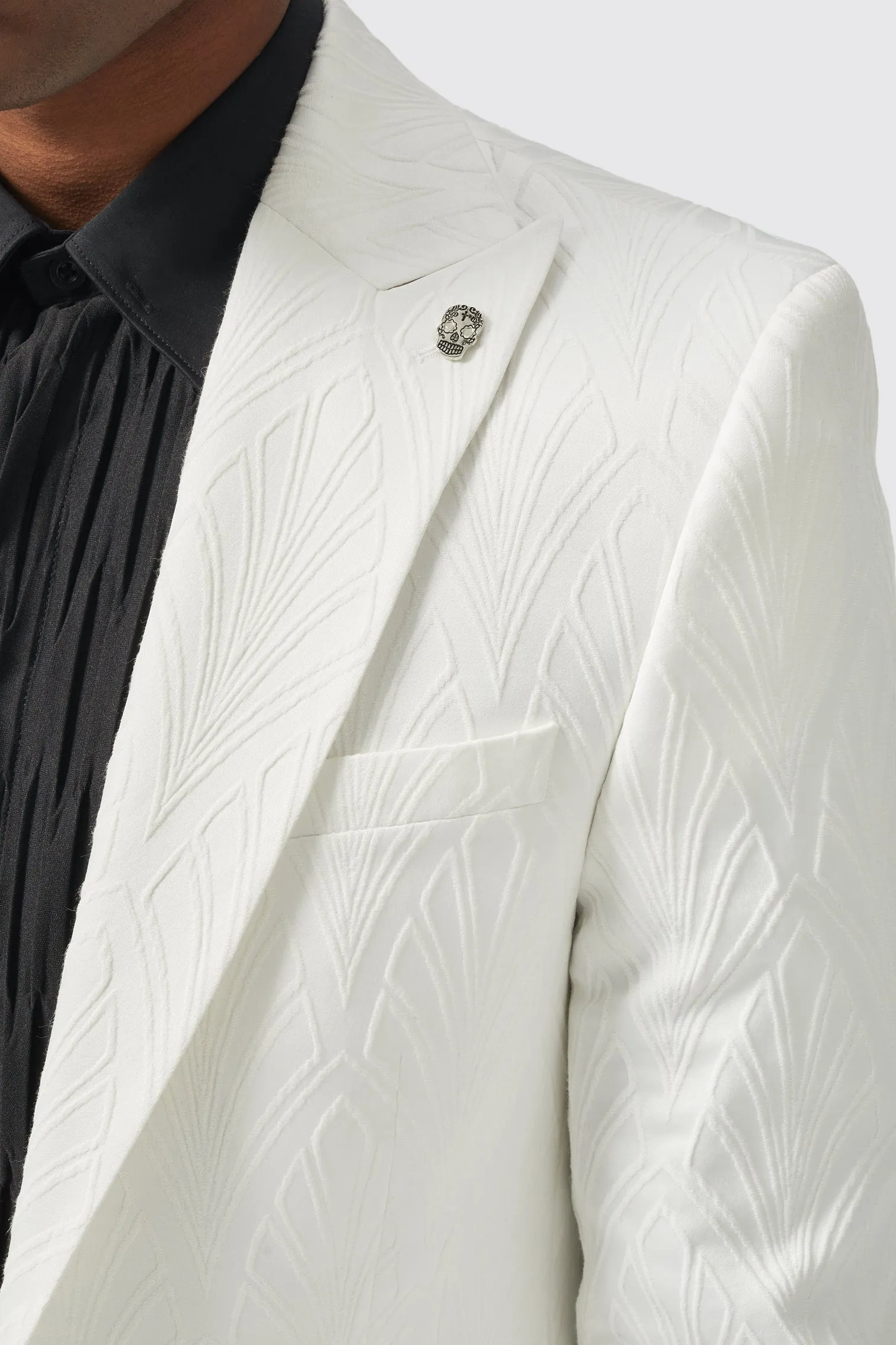 Makowski Slim Fit White Cotton Jacket