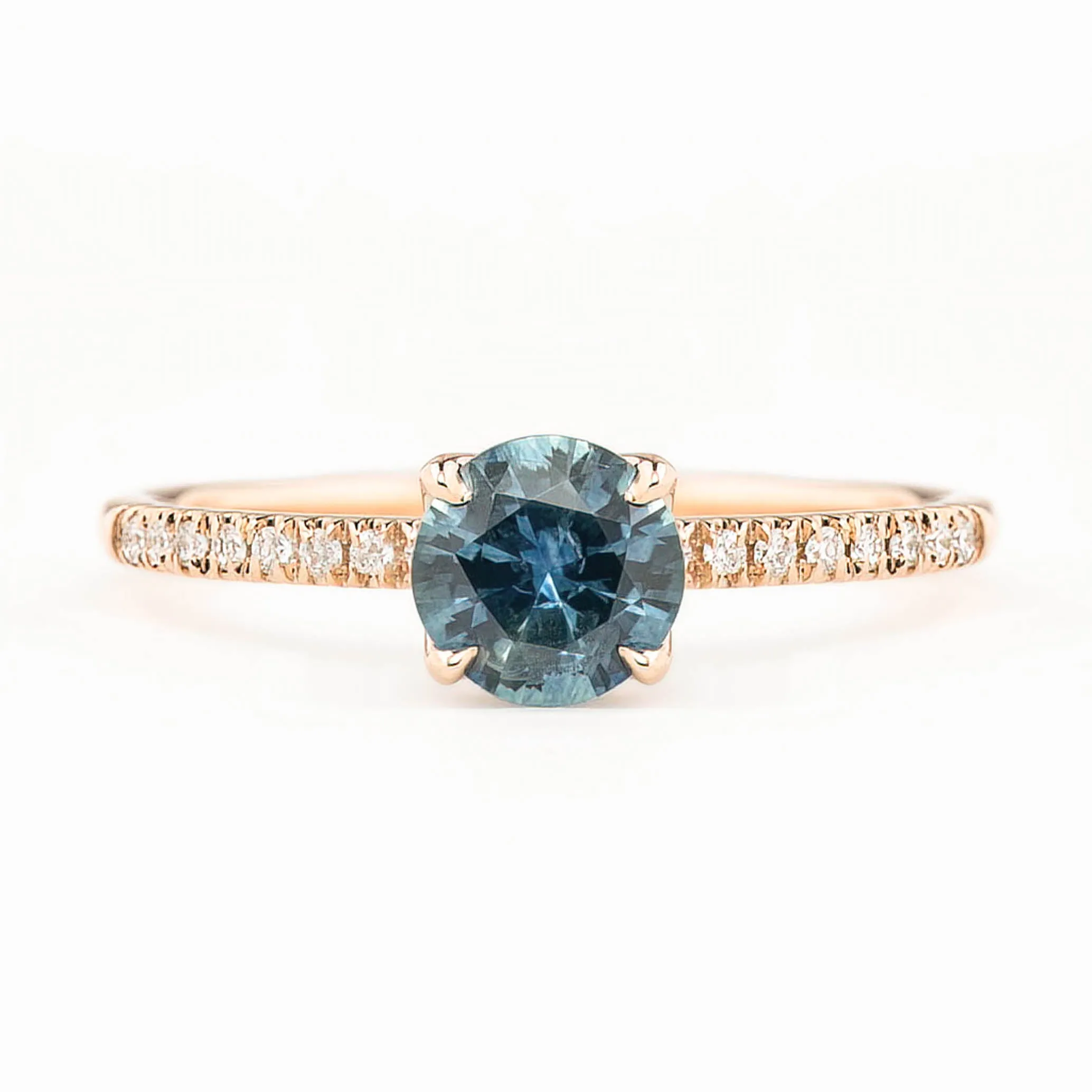 Maria Ring 0.88ct Blue Montana Sapphire, 14K Rose Gold (One of a kind)