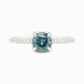 Maria Ring 1.03ct Round Blue Montana Sapphire, 14K White Gold (One of a kind)