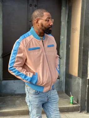 Men's Dear Summer Baseball Multi Color Jacket [Baby Pink/Baby Blue]