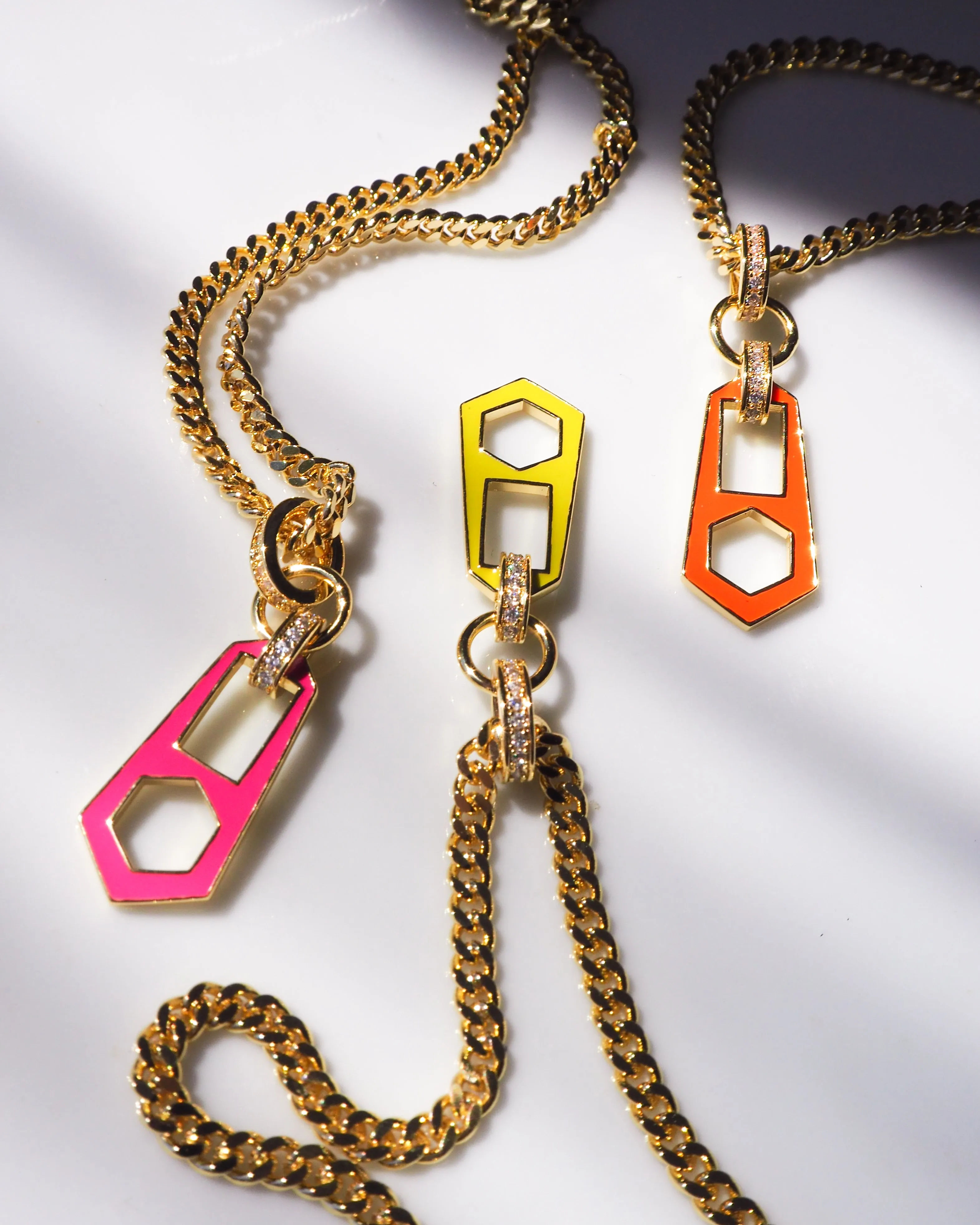 Mini Zipper Pendant Necklace- Neon Yellow- Gold