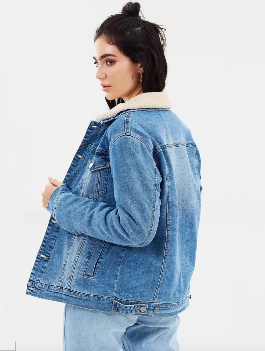 MINKPINK Influence Sherpa Trucker Jacket