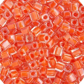 Miyuki 3mm Cube (approx. 20g) Orange Lined Luster