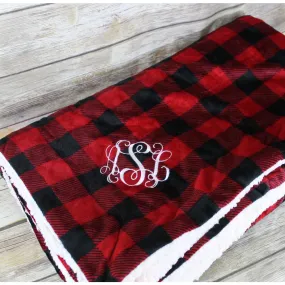 Monogrammed Mink Sherpa Blanket