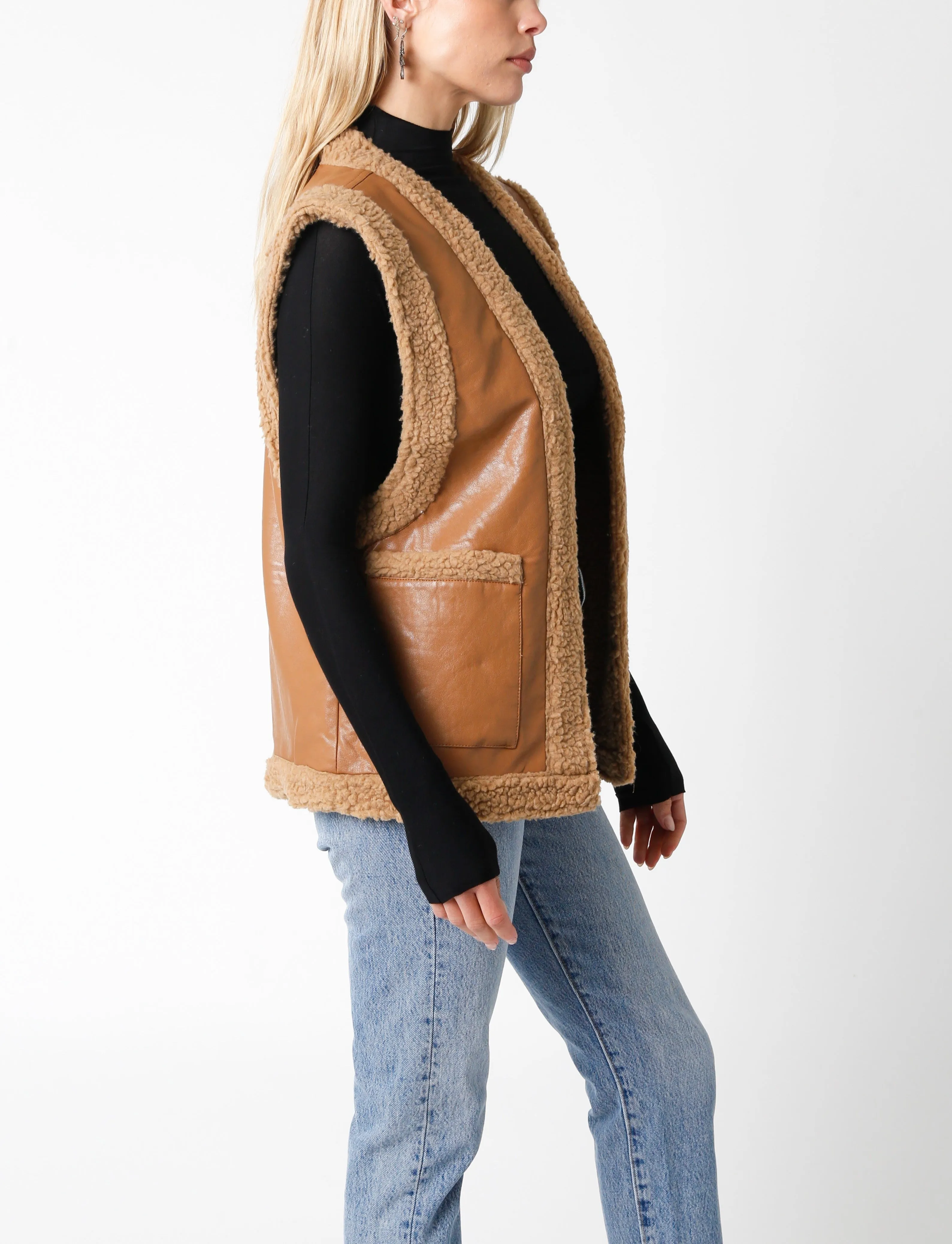 Naomi Leather Fur Lined Vest