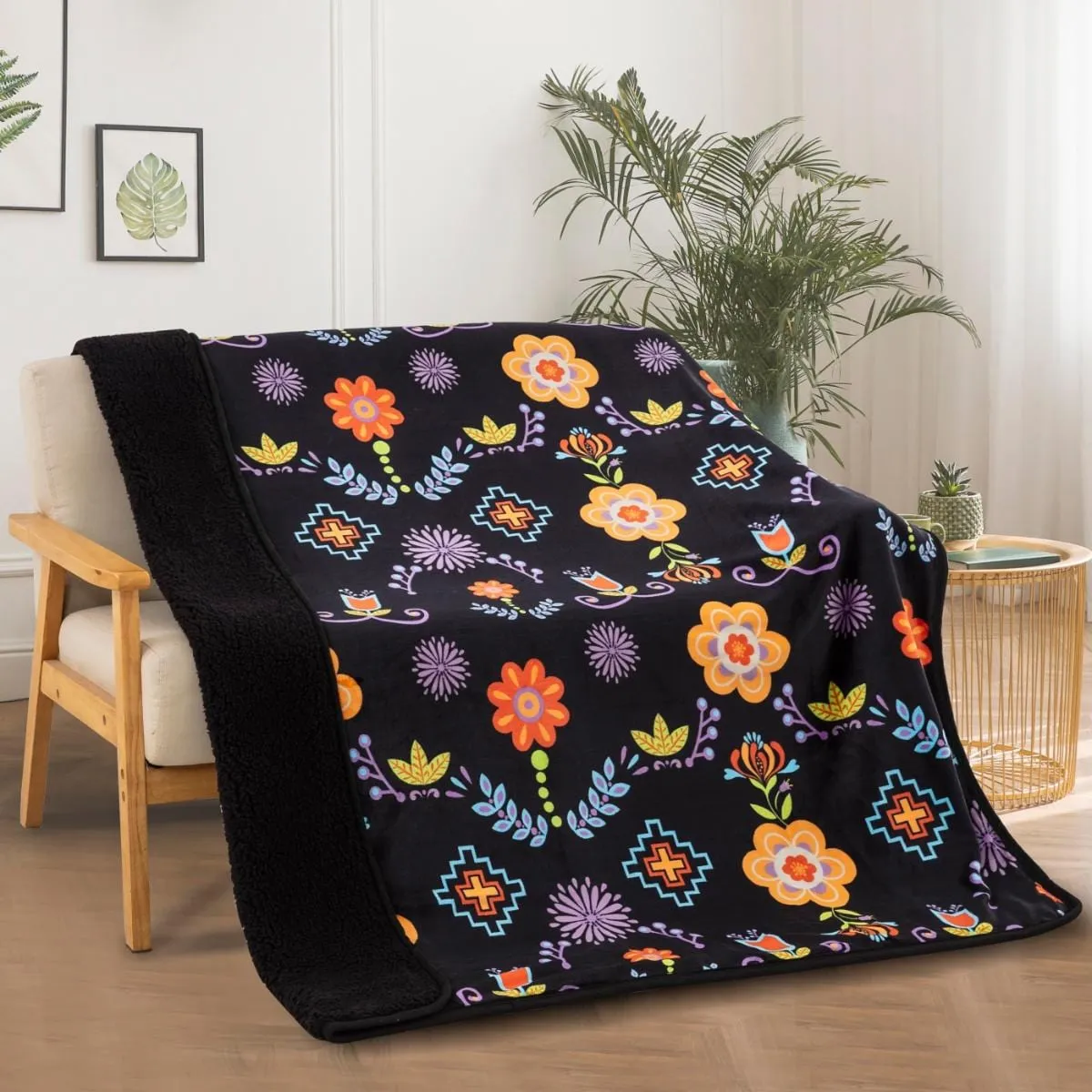 Native Floral SHERPA BLANKET