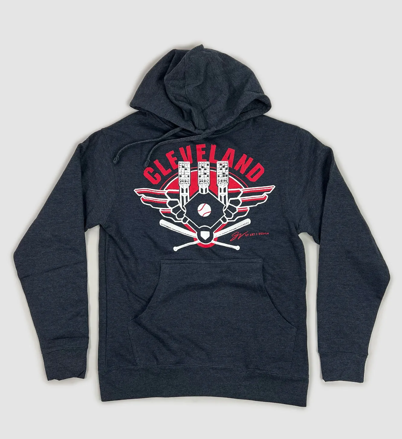 Navy Cleveland Baseball Wings Hooded Sweatshirt