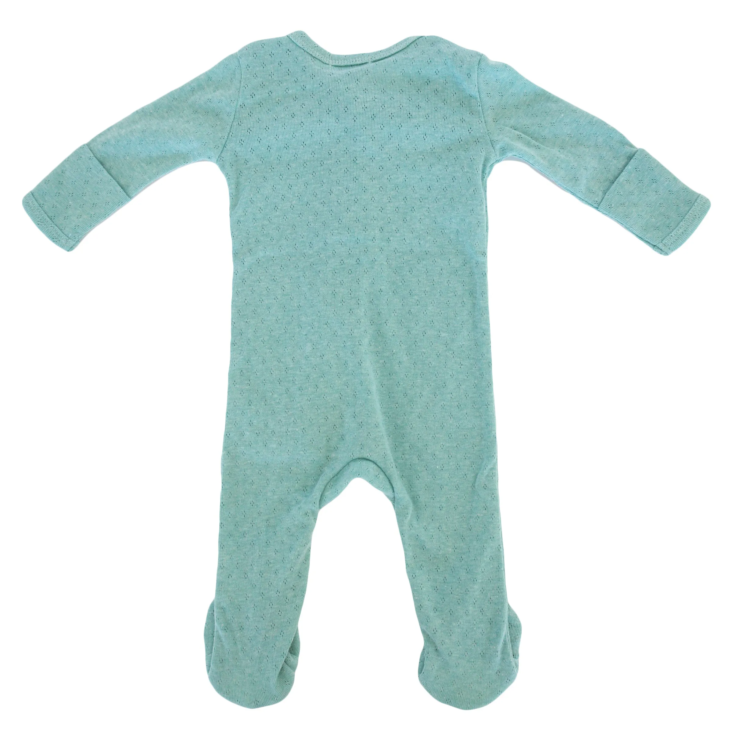 oh baby! Pointelle Zipper Footie - Sea Heather