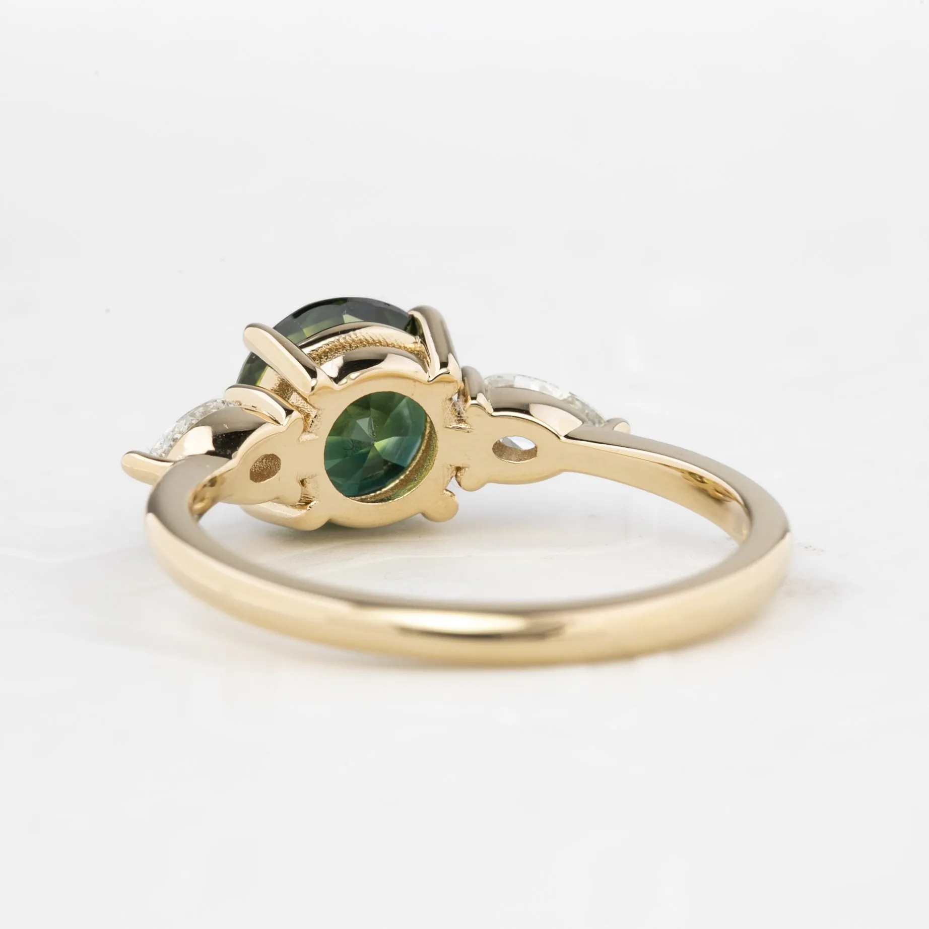 Olivia Ring 2.24ct Parti Green Australian Sapphire, 14k Yellow Gold (One of a kind)