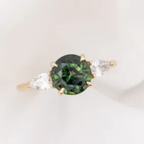 Olivia Ring 2.24ct Parti Green Australian Sapphire, 14k Yellow Gold (One of a kind)