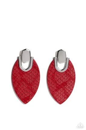 Paparazzi Wildly Workable - Red Snake Earrings