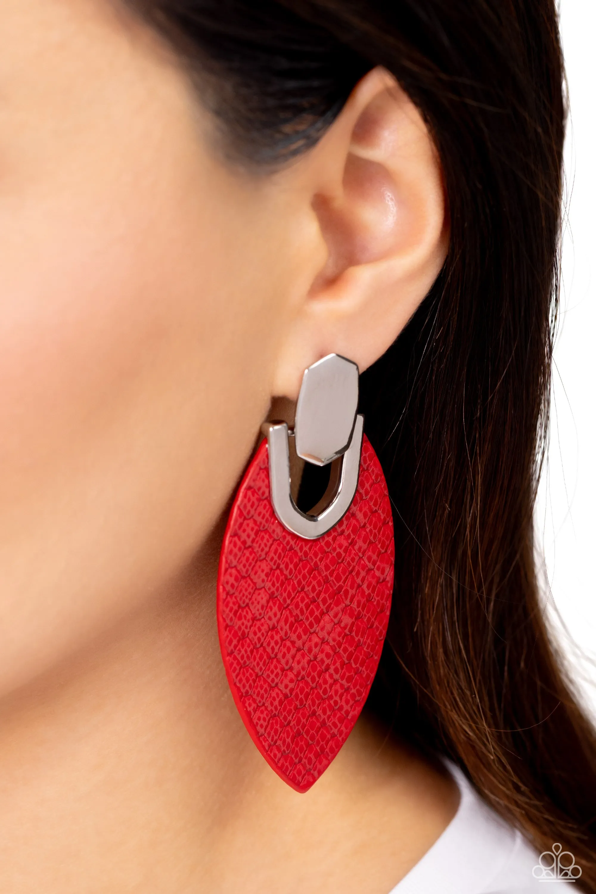 Paparazzi Wildly Workable - Red Snake Earrings