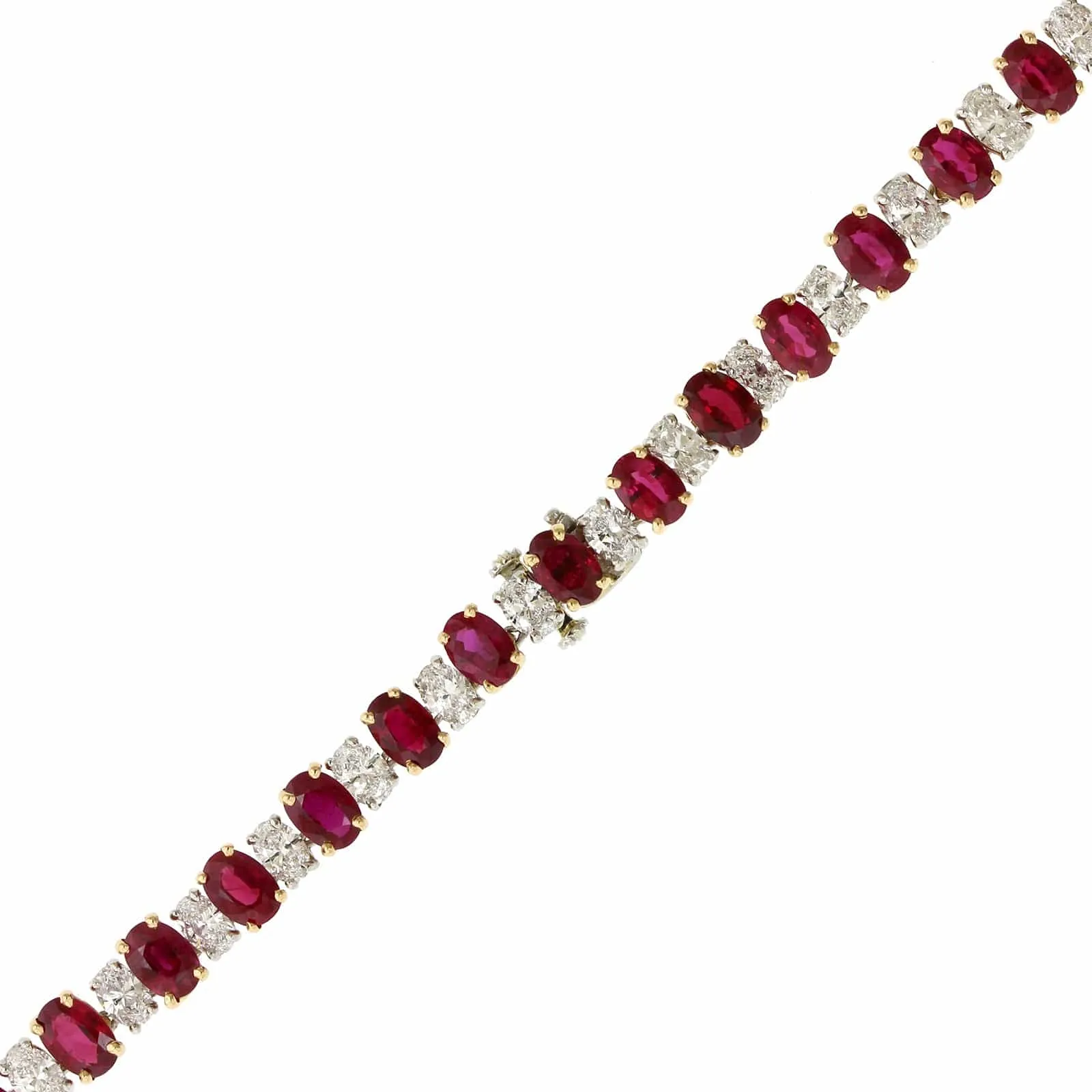 Platinum Ruby & Diamond Alternating Necklace