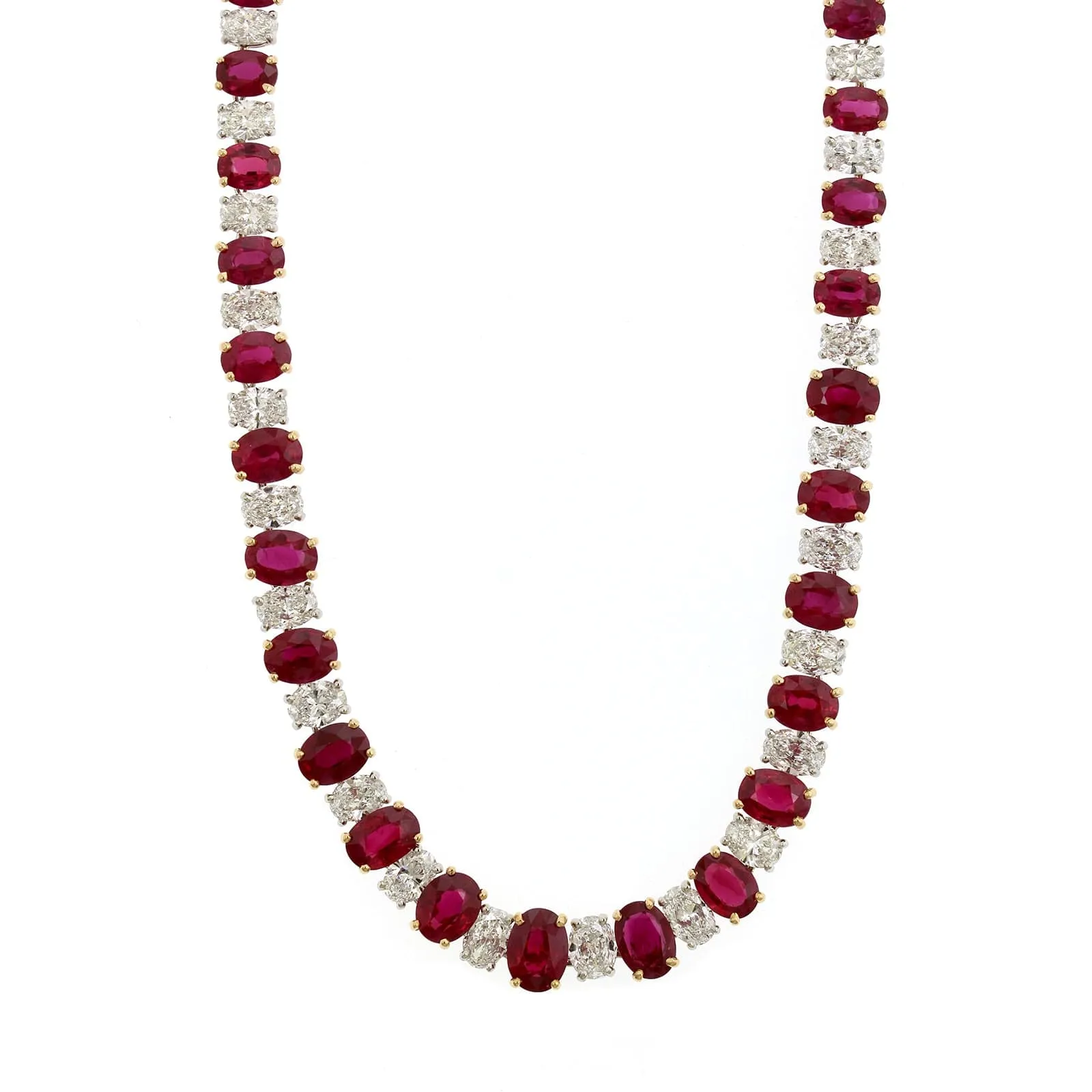 Platinum Ruby & Diamond Alternating Necklace