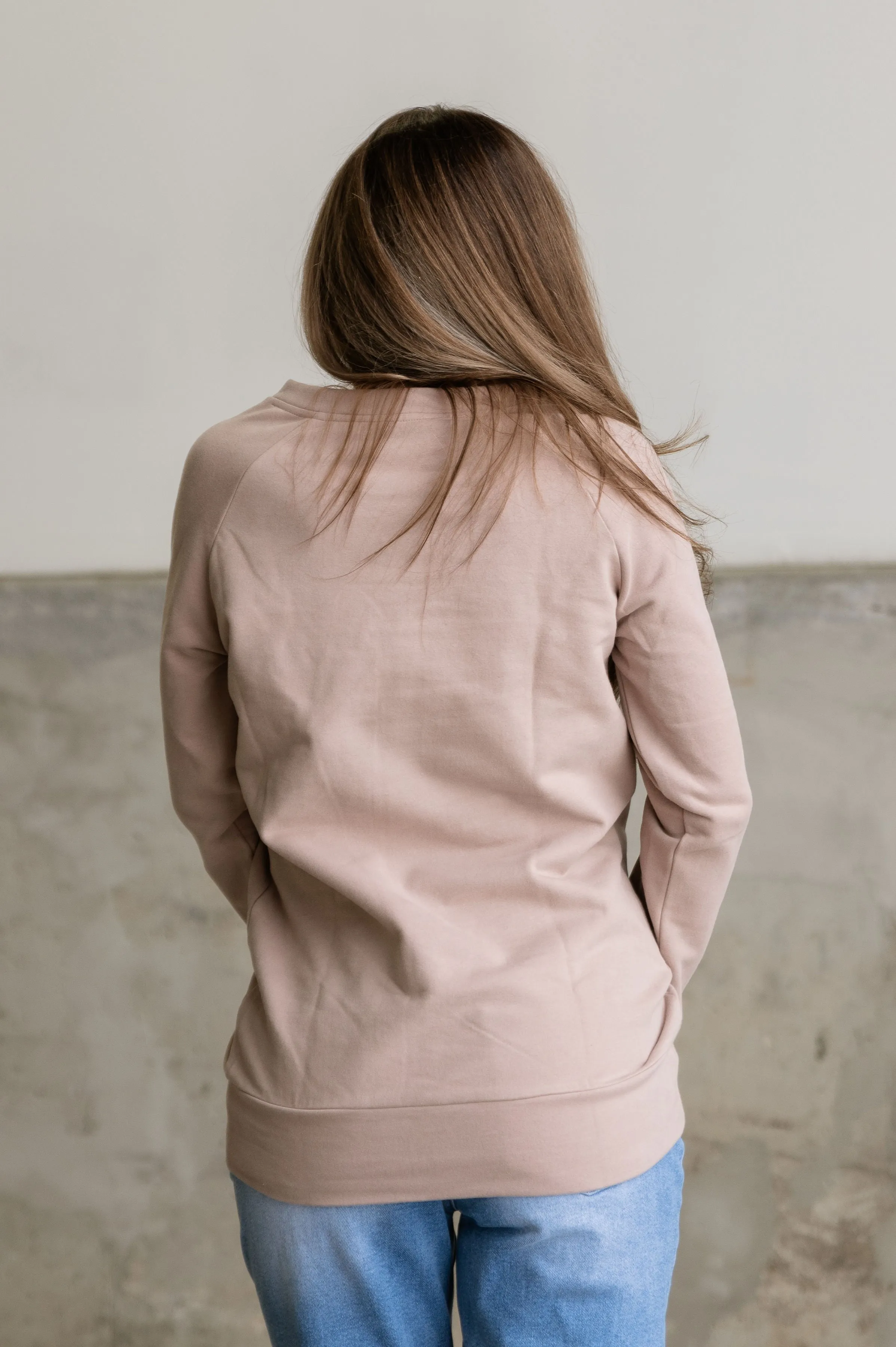 Pullover Sweatshirt - Dusty Mauve SideZip