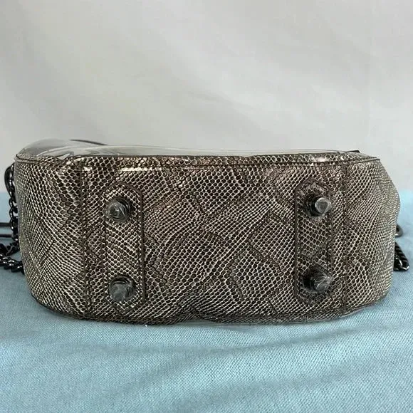 Purseception Clear Criss Body Bag with Leather Snake Pattern Trim