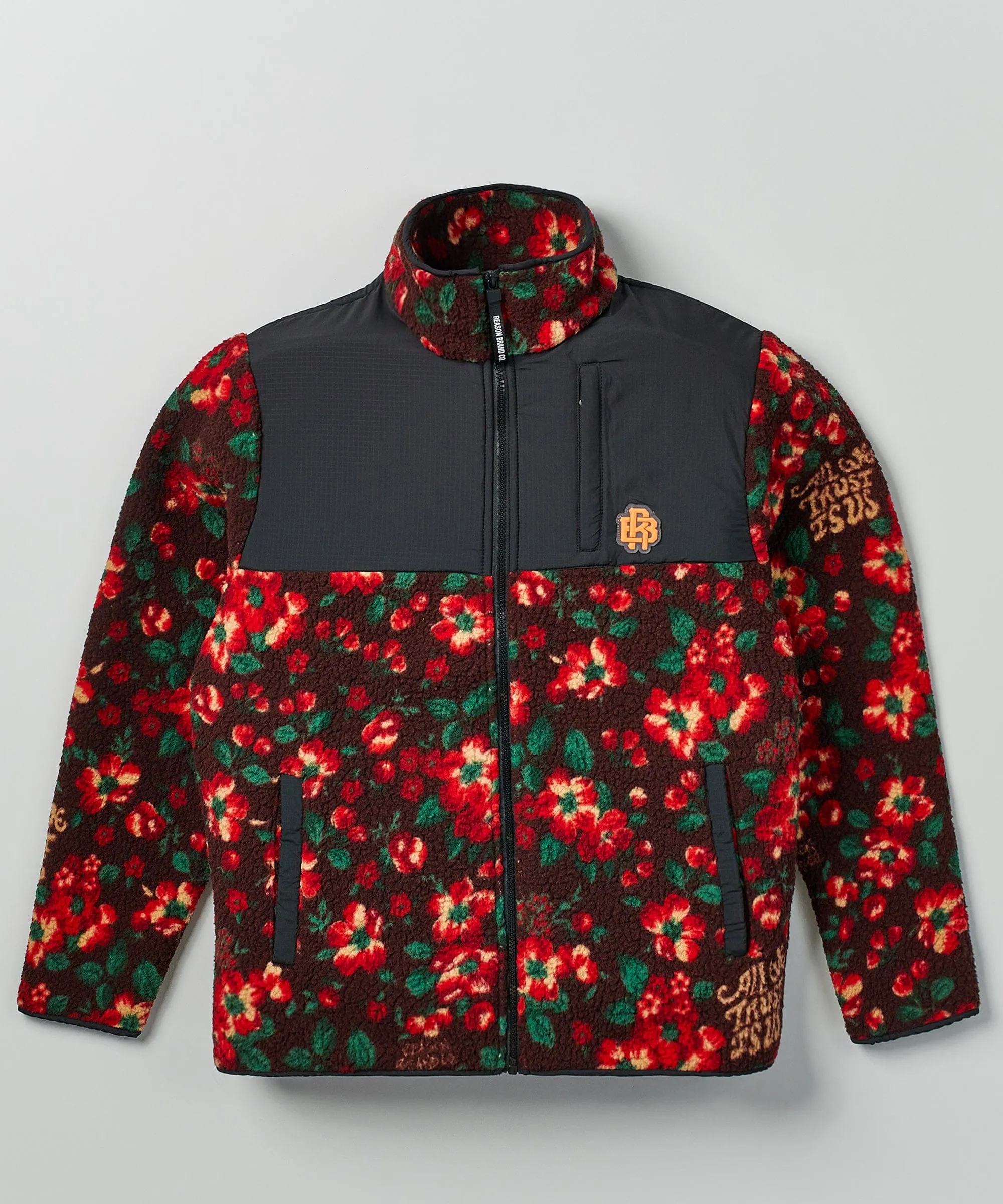 RB Series Sherpa Fleece Zip Up Jacket - Flowers