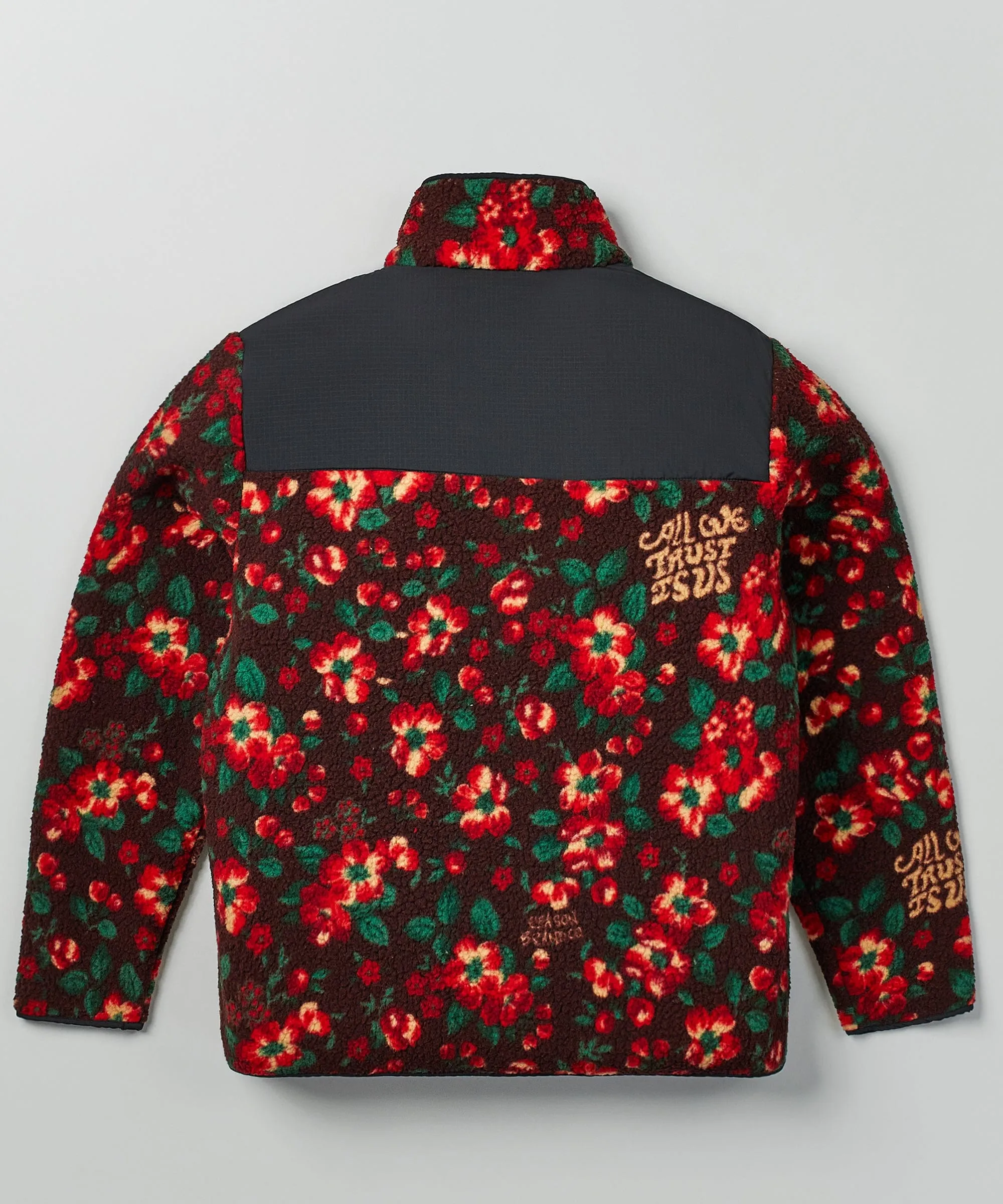 RB Series Sherpa Fleece Zip Up Jacket - Flowers