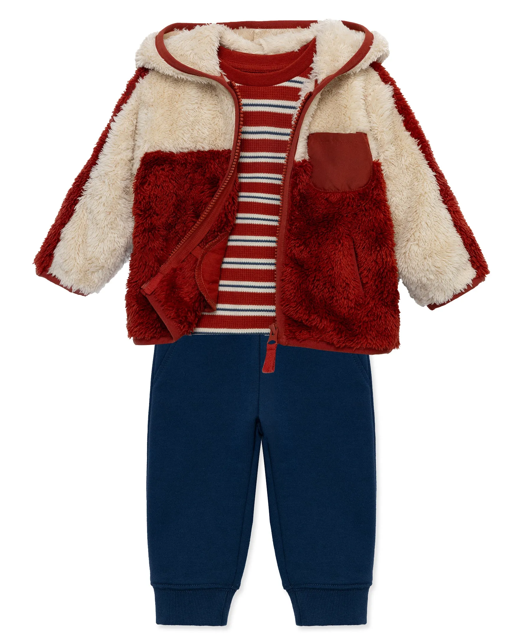 Red Sherpa Jacket Set (12M-24M)