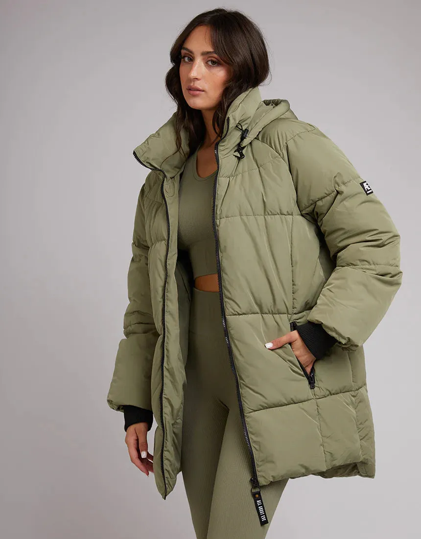 Remi Luxe Midi Puffer Khaki