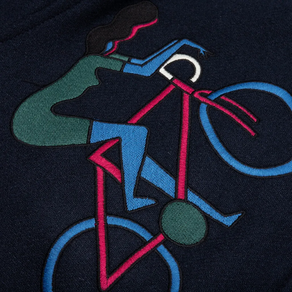 Run Sit & Bike Varsity Jacket - Navy Blue