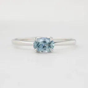 Sara Ring 0.71ct Light Blue East West Montana Sapphire, 14k White Gold (One of a kind)