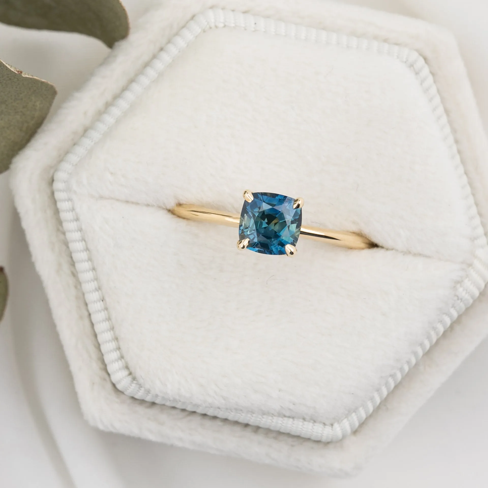 Sara Ring 0.81ct Teal Blue Montana Sapphire, 14K Yellow Gold (One of a kind)