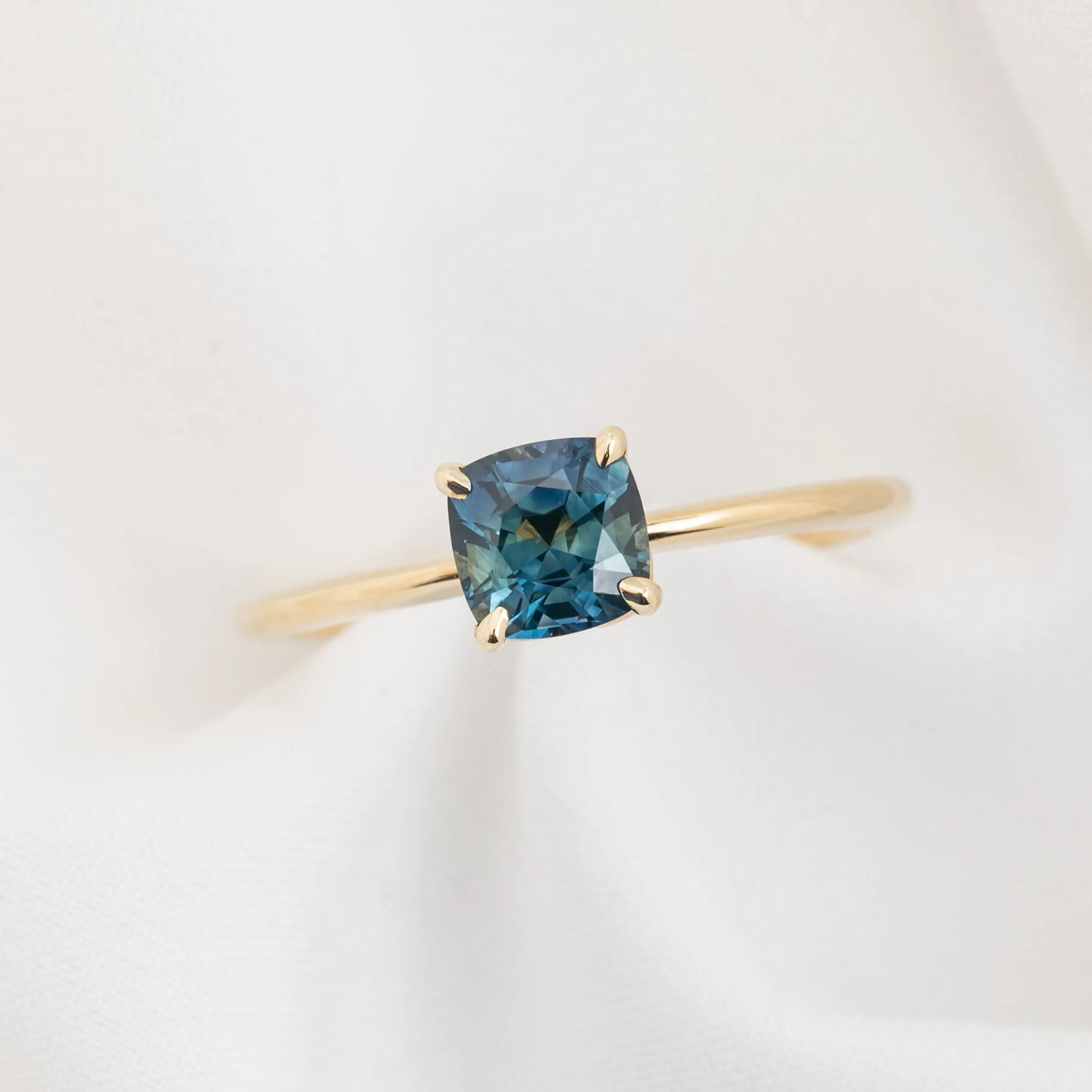 Sara Ring 0.81ct Teal Blue Montana Sapphire, 14K Yellow Gold (One of a kind)