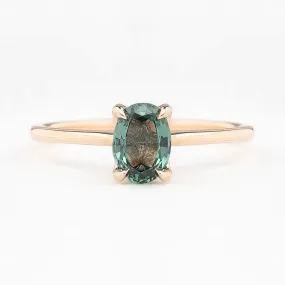 Sara Ring 0.89ct Green Montana Sapphire, 14K Rose Gold (One of a kind)