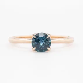 Sara Ring 0.89ct Round Blue Montana Sapphire, 14K Rose Gold (One of a kind)