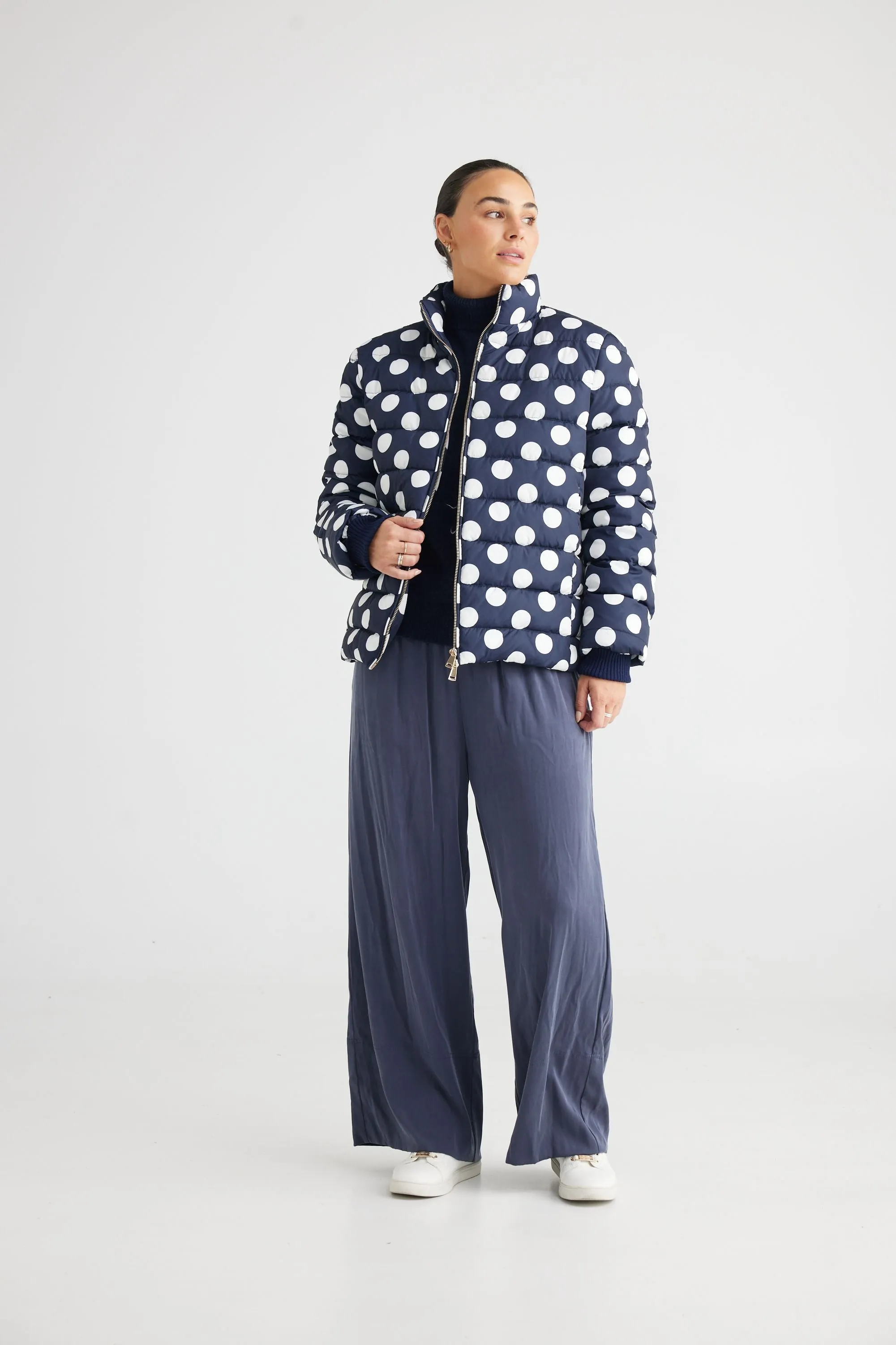 Sillian Puffer Jacket (Navy Spot)