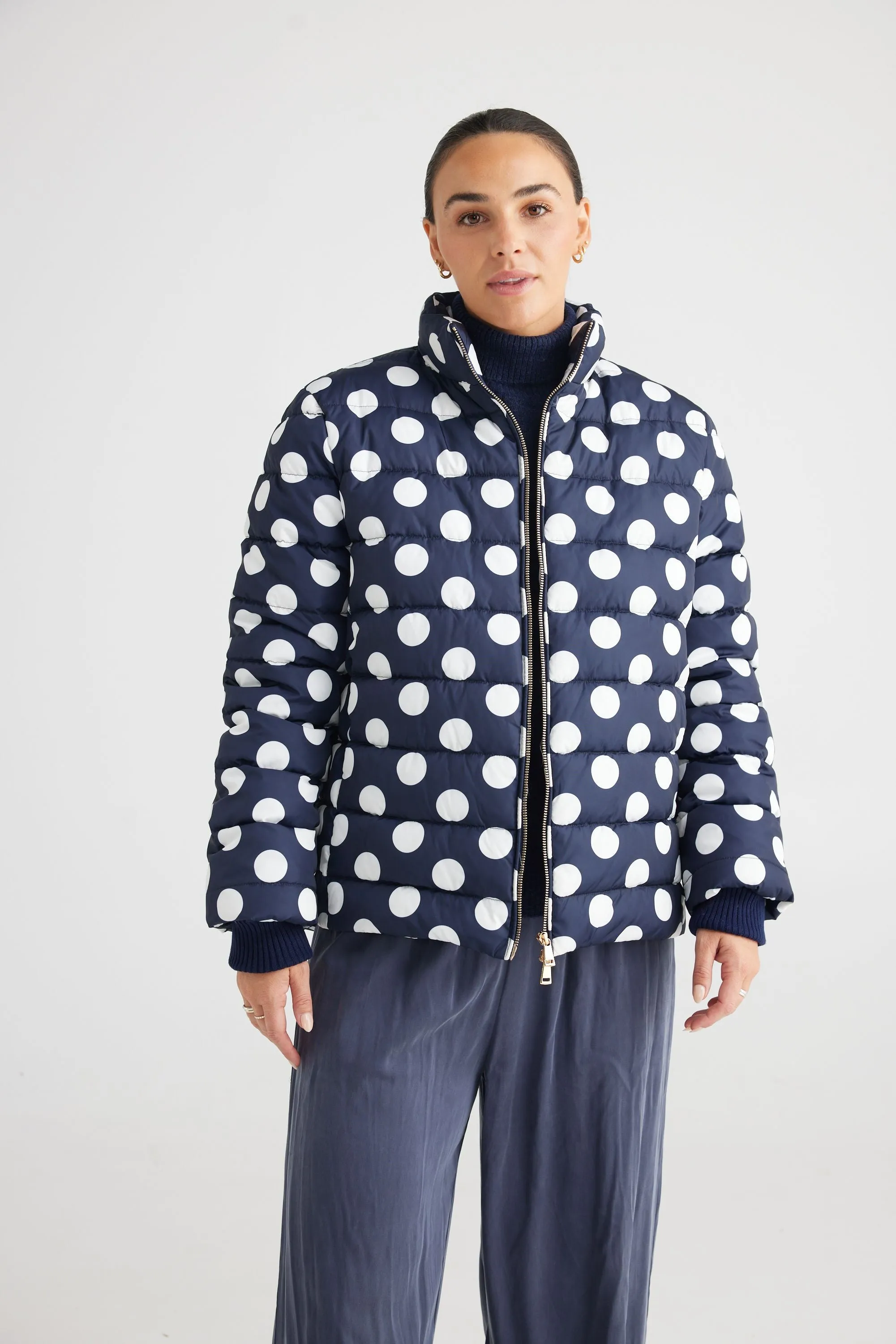 Sillian Puffer Jacket (Navy Spot)