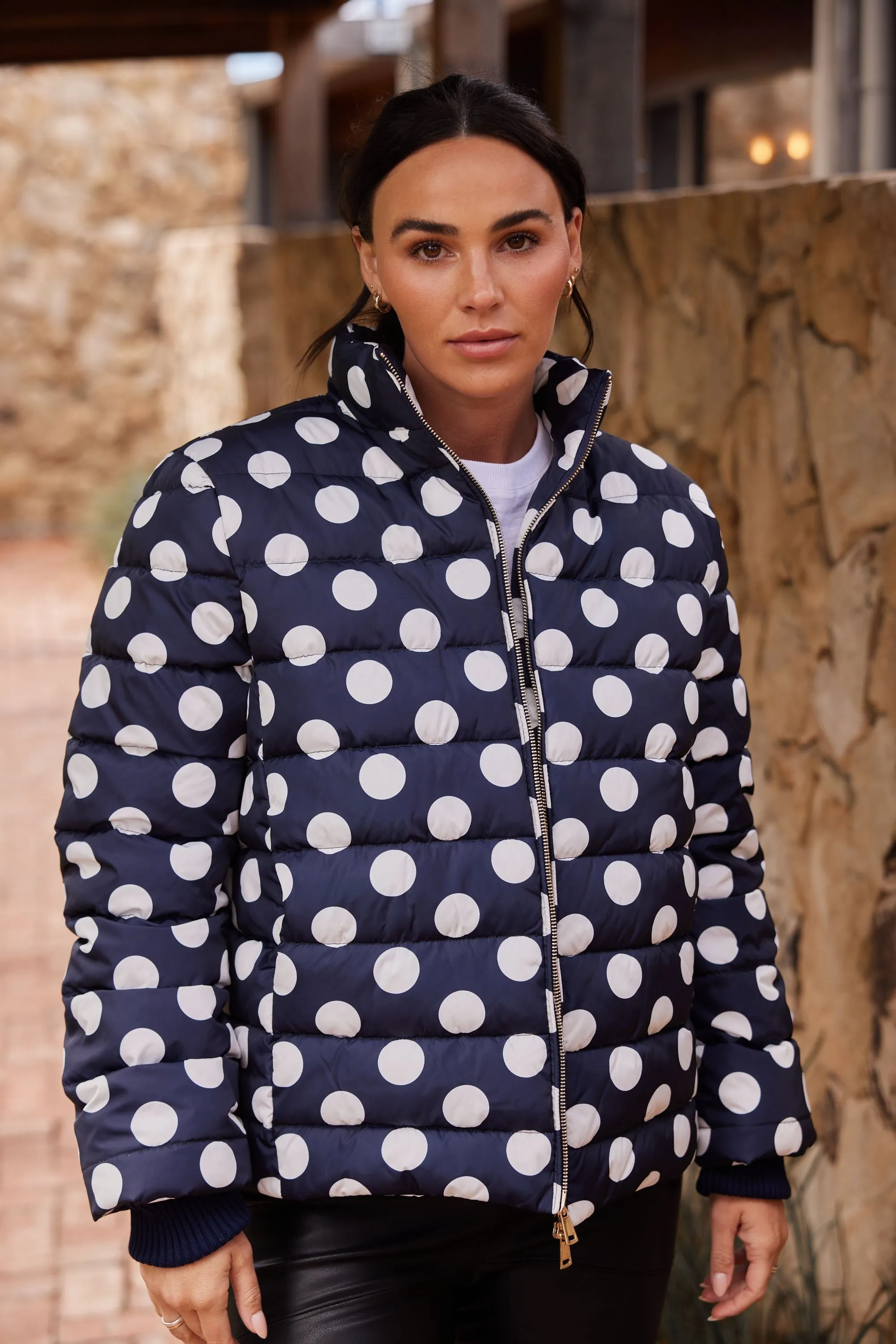 Sillian Puffer Jacket (Navy Spot)