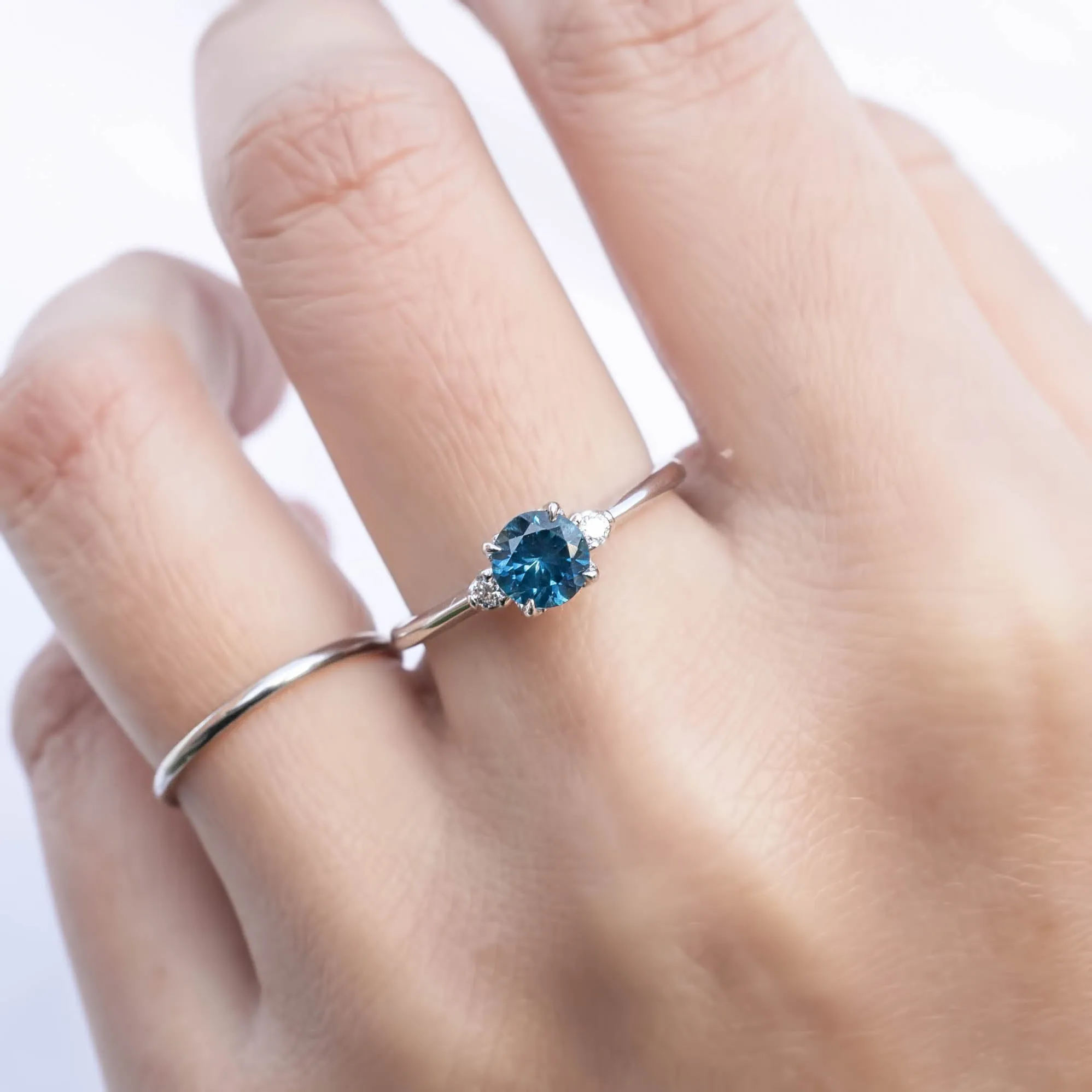 Sofia Ring 0.97ct Blue Montana Round Sapphire, 14k White Gold (One of a kind)