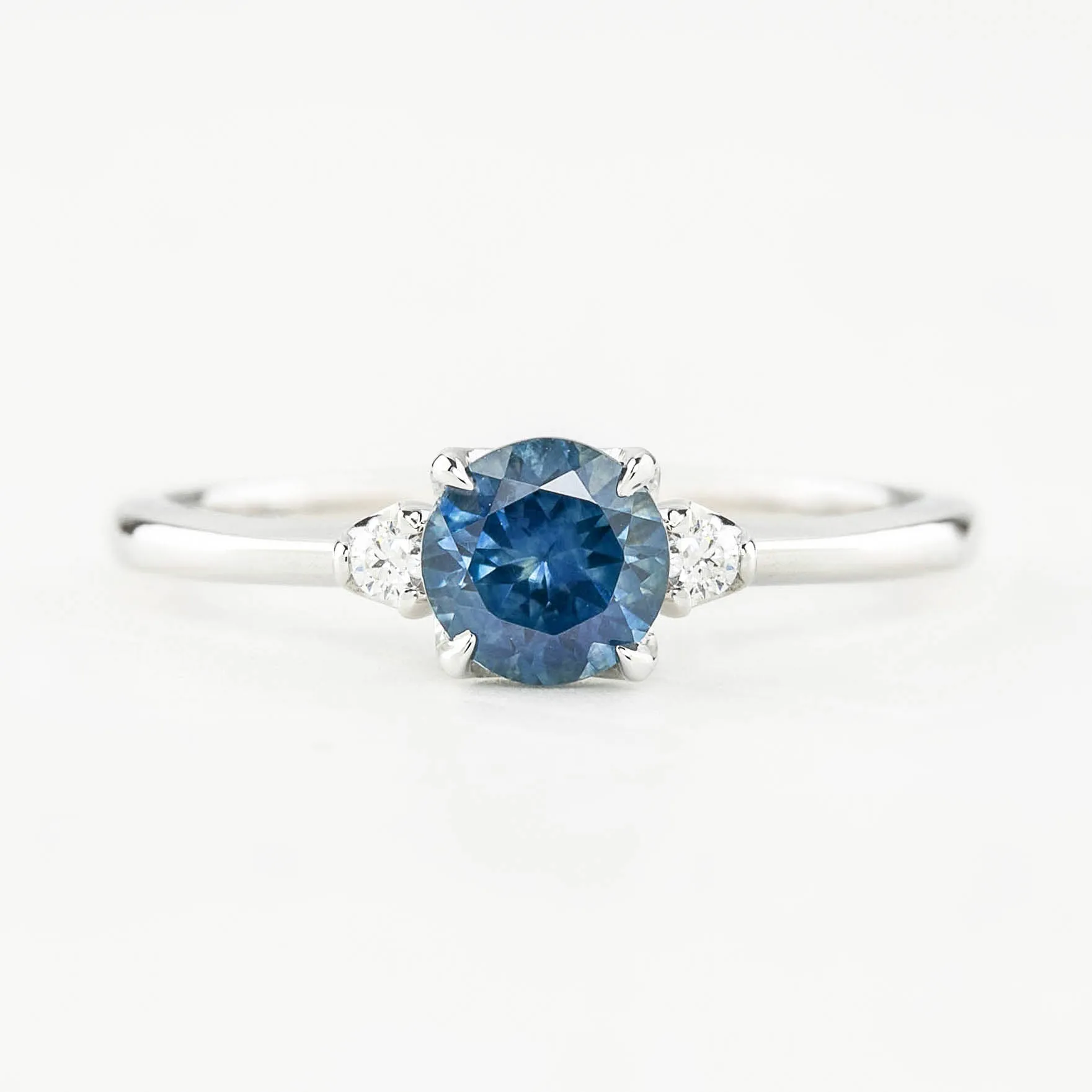 Sofia Ring 0.97ct Blue Montana Round Sapphire, 14k White Gold (One of a kind)