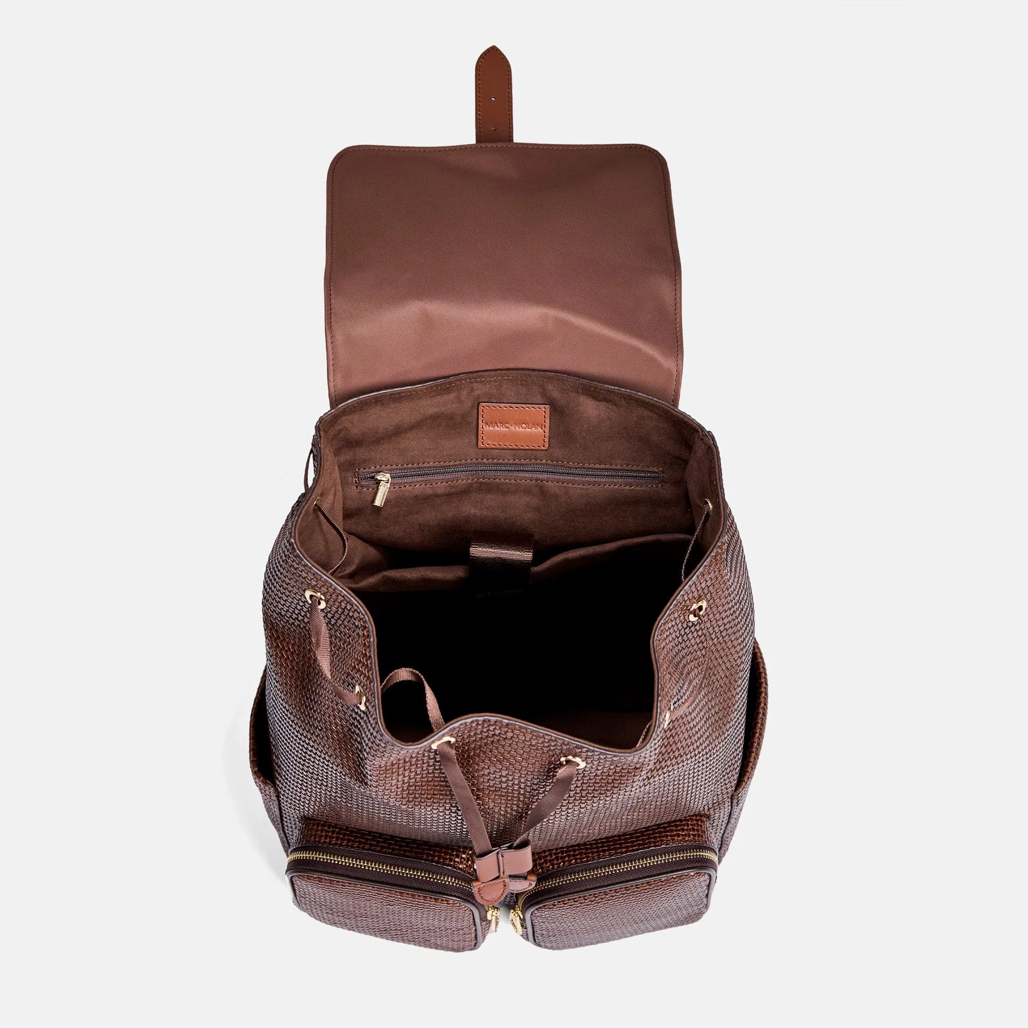 SOHO Woven Cognac Leather Backpack