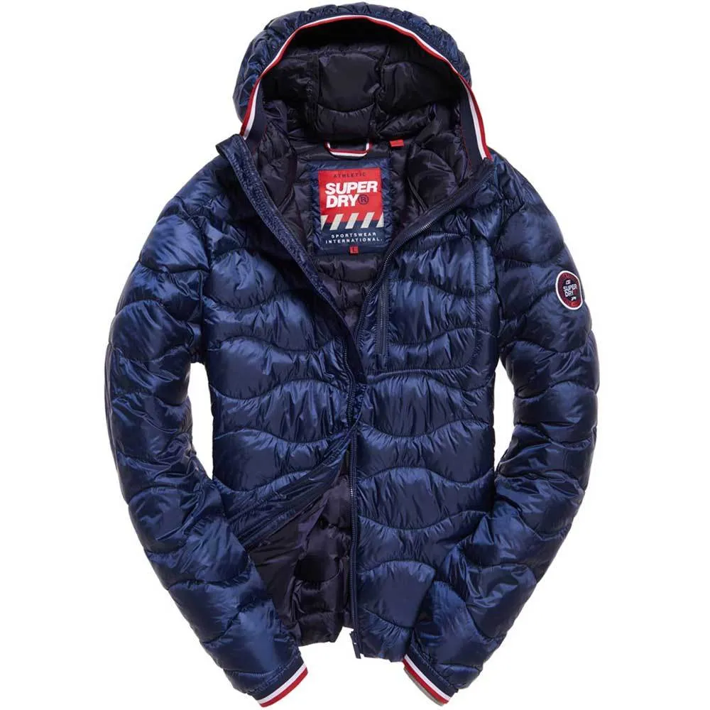 Superdry Mens Wave Quilt Hooded Jacket - Navy